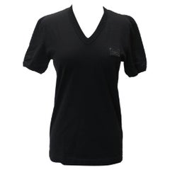 D&G Black Jersey XS V-neck Cotton-jersey Logo Plaque Leather Men's Tee Shirt