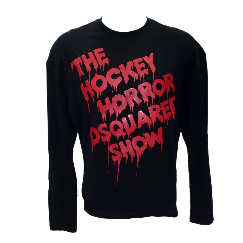 Dsquared2 Black DSQ2 Classic 'The Hockey Horror Long Sleeve M Tee Shirt For Sale