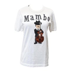 Dolce & Gabbana White Mambo Musician Embroidered Patch Short-Sleeve S Tee Shirt