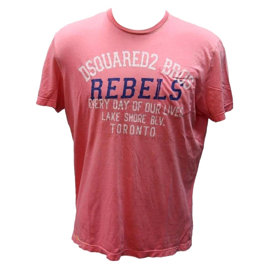 Dsquared2 Pink L Dsq2 Classic Lake Shore Toronto 'Rebels' Men's Tee Shirt