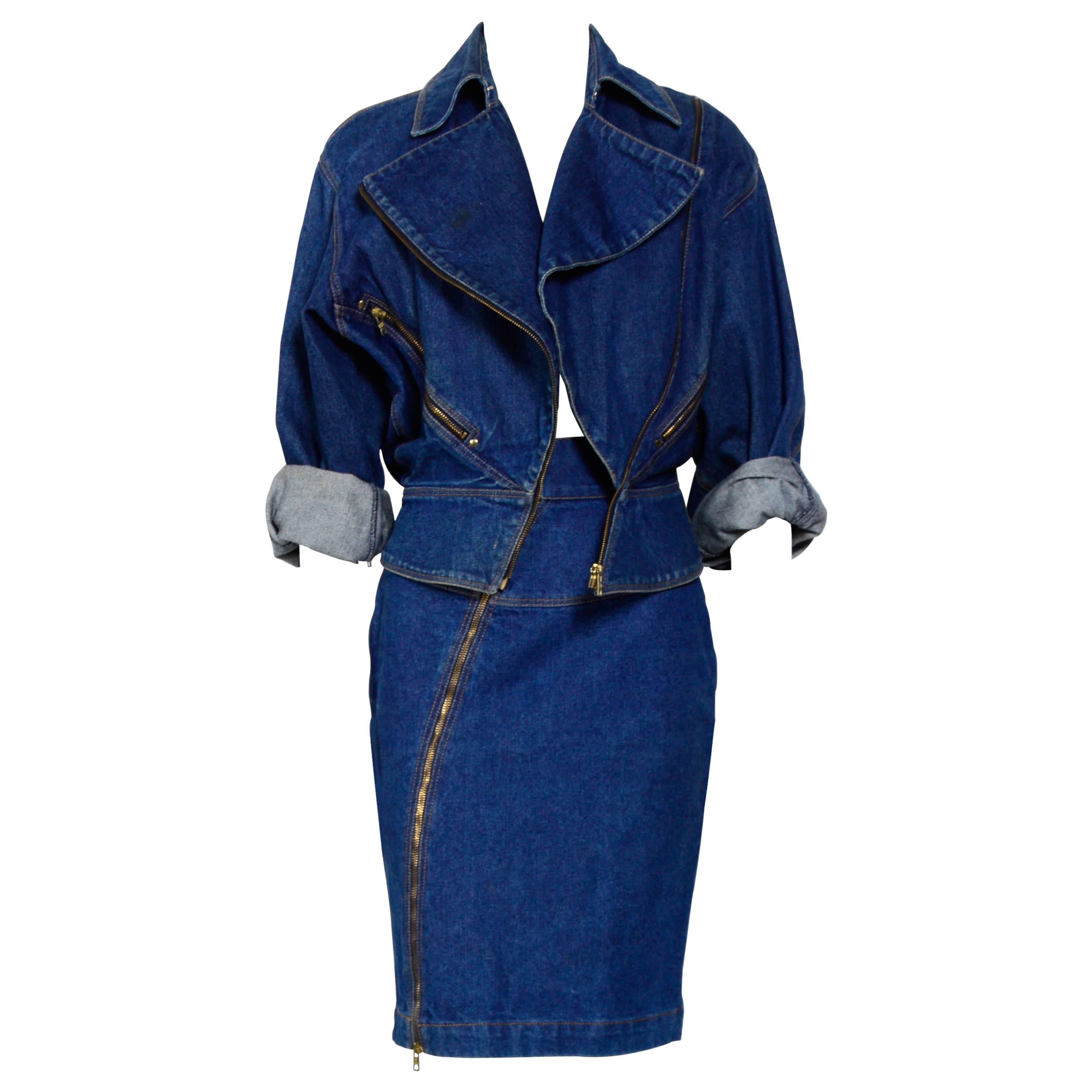 ALAIA Vintage 80's Collectable Jeans Jacket / Skirt