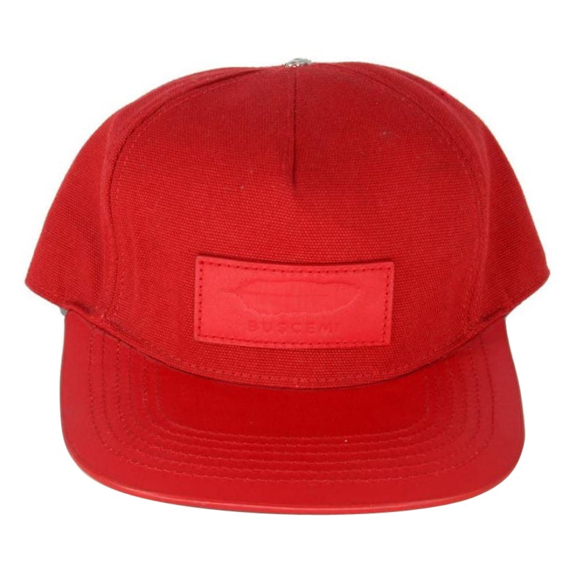 Buscemi Red Adjustable Leather Canvas Made in Italy Hat