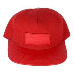 Used Buscemi Red Adjustable Leather Canvas Made in Italy Hat