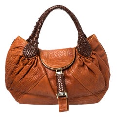 Fendi Tan/Brown Nappa Textured Leather Spy Hobo