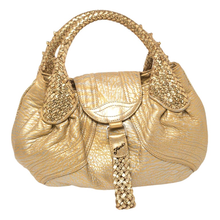 Fendi Gold/Silver Leather Mini Spy Bag at 1stDibs