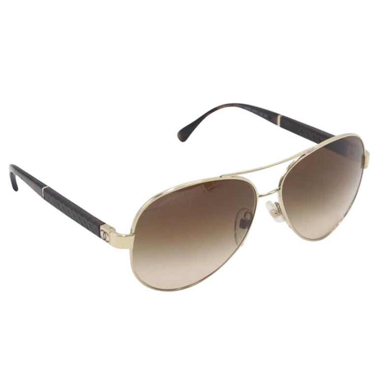 Chanel Quilted Leather Aviator Cc Sunglasses 4195Q at 1stDibs