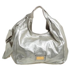Valentino Silver Leather Nuage Bow Hobo
