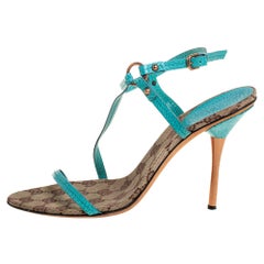 Gucci Blue Leather Slingback Sandals Size 38