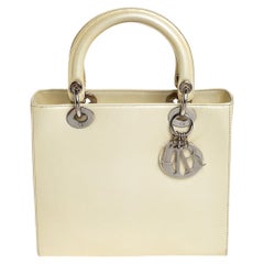 Retro Dior Cream Leather Medium Lady Dior Tote