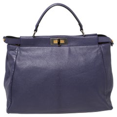 Fendi Purple Leather Large Peekaboo Top Handle Bag