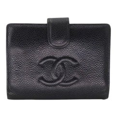Chanel Caviar Leather Compact French Purse Wallet CC-0213N-0025
