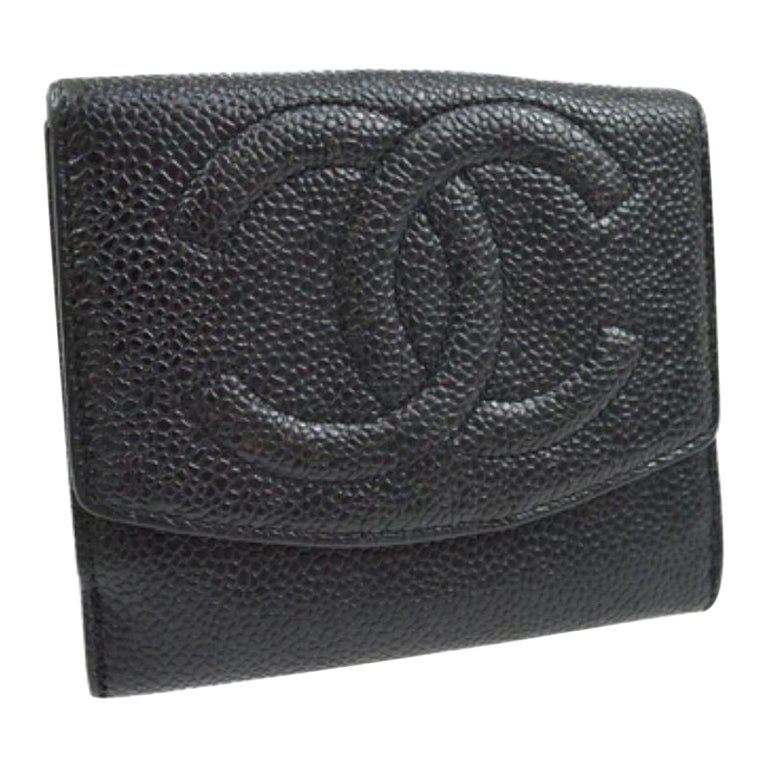 Chanel Schwarze große CC-Brieftasche aus Leder mit Monogramm in