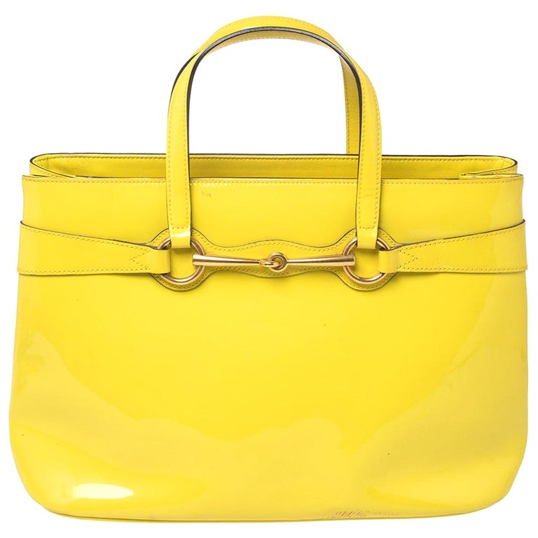 WOMENS DESIGNER Gucci Horsebit Raffia Tote Bag Yellow For Sale at