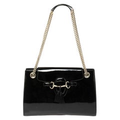 Gucci Black Patent Leather Large Emily Chain Shoulder Bag