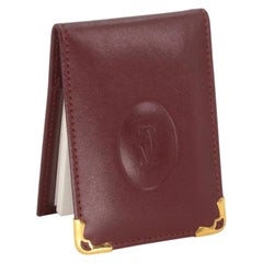 Cartier Burgundy Red Grained Double C Embossed Bifold Card Wallet CR-W0930P-0408