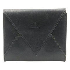 Retro Gucci Black Calfskin Leather Envelope Pocket Card Holder Wallet