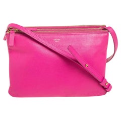 Céline Fuchsia Leather Small Trio Zip Crossbody Bag