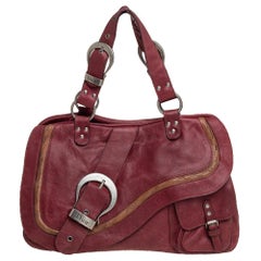 Dior Burgundy Leather Double Saddle Shoulder Bag