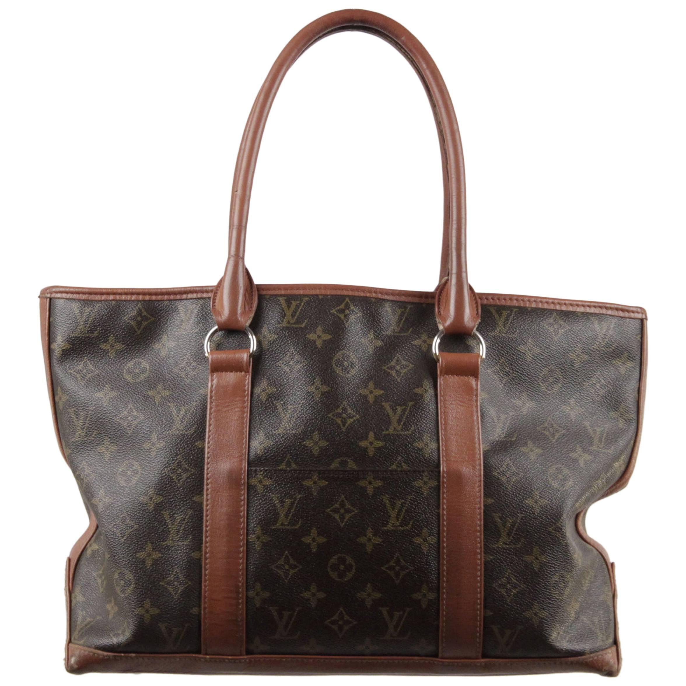 LOUIS VUITTON Vintage Brown MONOGRAM Canvas SAC WEEKEND Tote HANDBAG