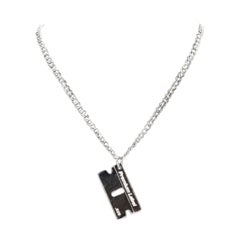 Used Premium Label Bad Habits Luxury Signature Silver Razor Blade Charm .925 Necklace
