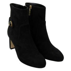 Dolce & Gabbana black suede mid calf boots 