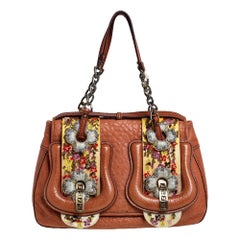Fendi Brown Leather Floral Embroidered Limited Edition B Shoulder Bag