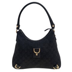 Gucci Black GG Canvas Small Abbey D Ring Hobo