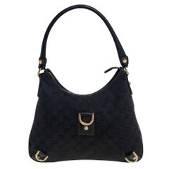 Gucci Schwarz GG Segeltuch Klein Abbey D Ring Hobo