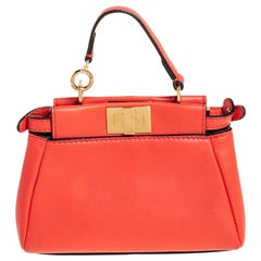 Fendi Orange Leather Micro Peekaboo Crossbody Bag