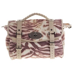 Mulberry Multicolor Tiger Print Woven Raffia And Leather Alexa Satchel