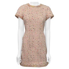 Chanel Peach and multi dot tweed Dress with removable lace detail - Sz 36