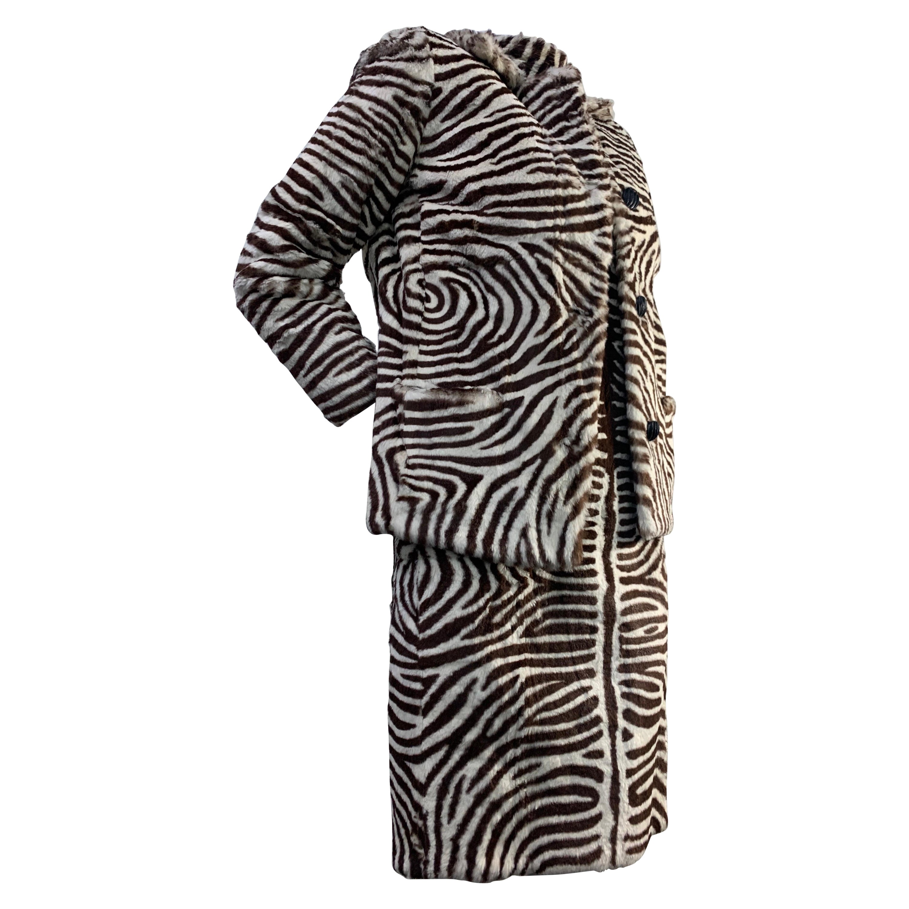 1960 Arthur Stevens Zebra Stenciled Lapin Mod Dress and Jacket Ensemble For Sale