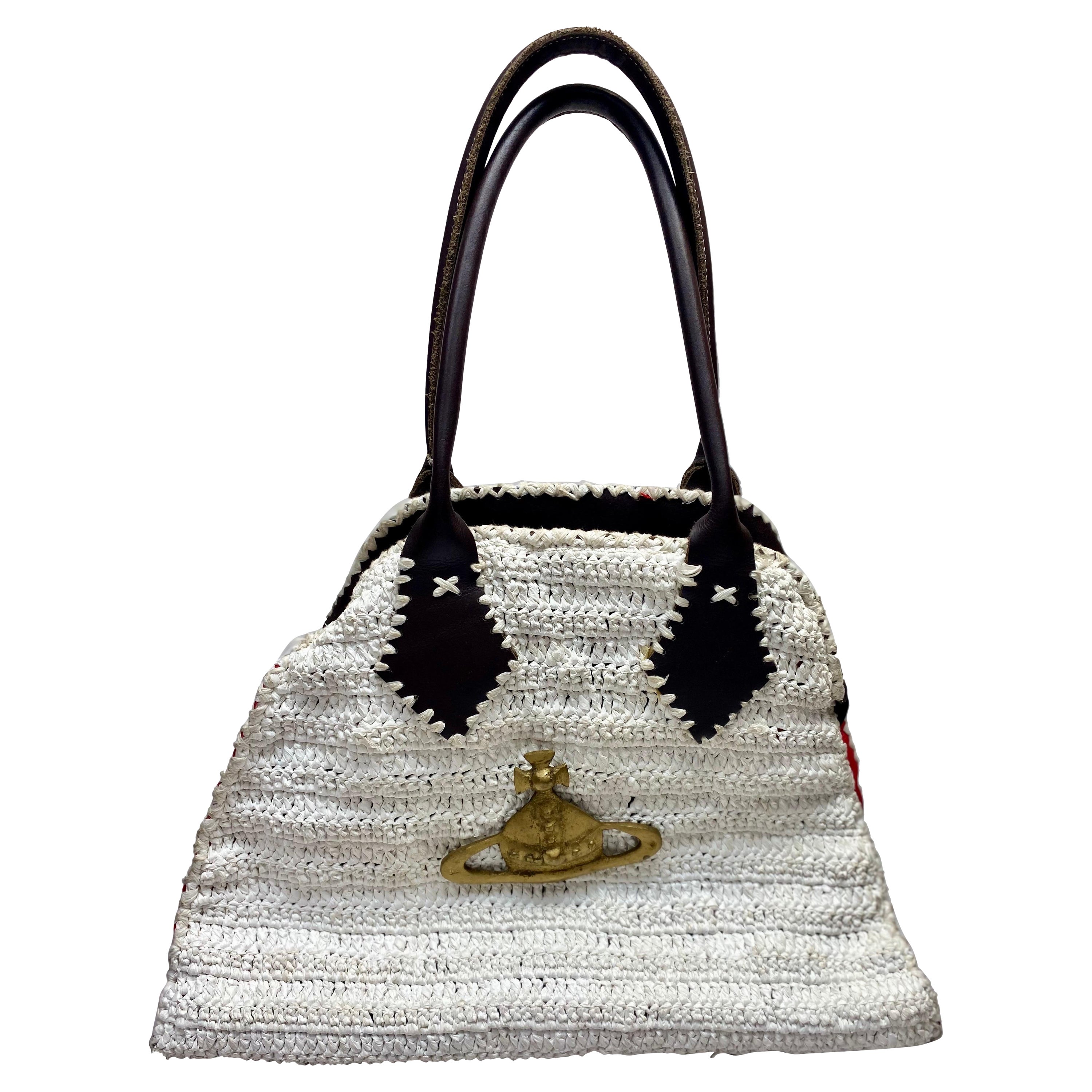 Vivienne Westwood White Crochet Handbag  For Sale