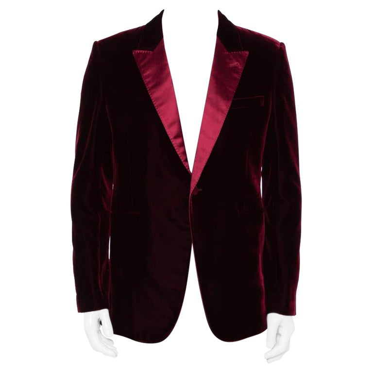 Saint Laurent Paris Burgundy Velvet Iconic le Smoking Blazer XL at 1stDibs