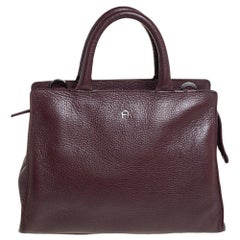 Aigner Dark Burgundy Pebbled Leather Cybill Tote