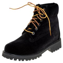 Off White x Timberland Black Velvet Ankle Boots Size 35.5