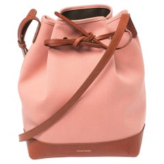 Mansur Gavriel Pink/Brown Canvas And Leather Large Bucket Bag
