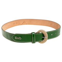Cintura in pelle verniciata verde D&G 80CM