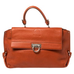 Salvatore Ferragamo Burnt Orange Leather Sofia Top Handle Bag