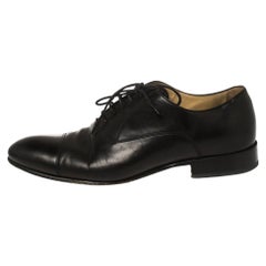 Chanel Uniform Black Leather Lace Up Oxford Size 43