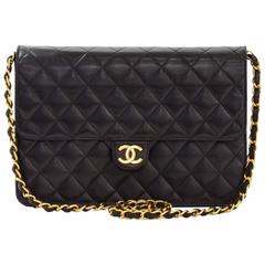 Vintage Chanel 10" Classic Black Quilted Leather Shoulder Flap Bag