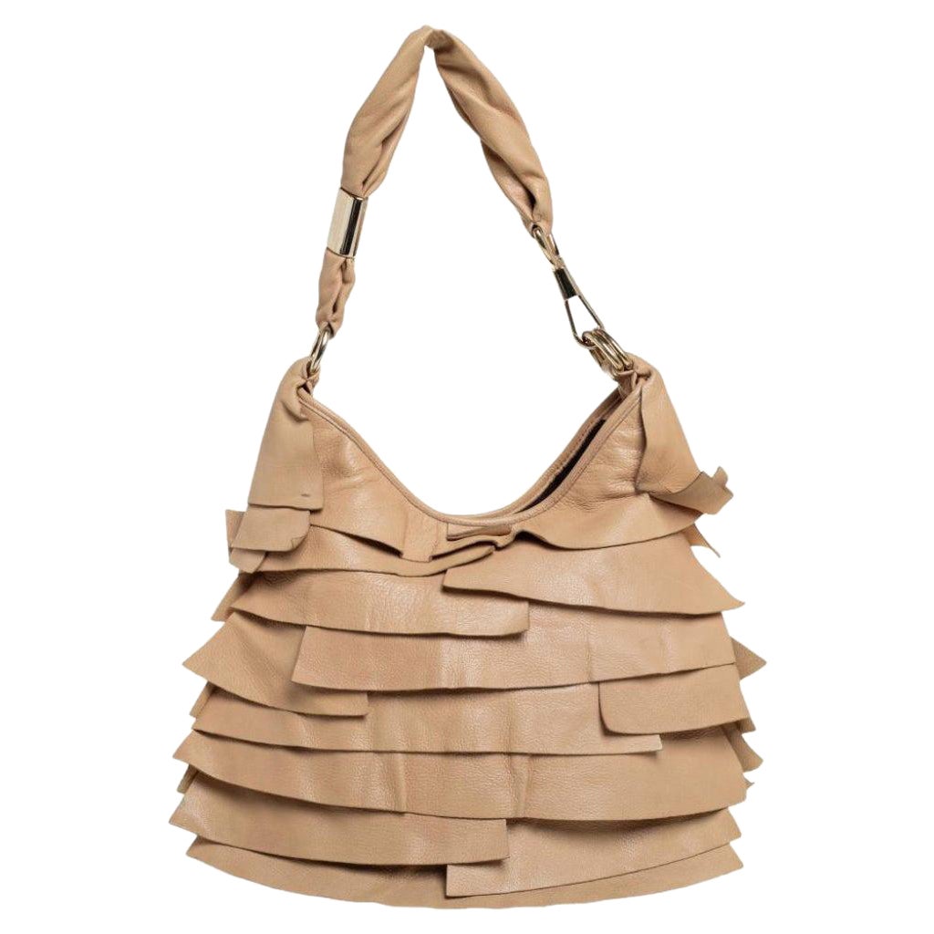 Yves Saint Laurent Beige Leather Small St Tropez Hobo For Sale