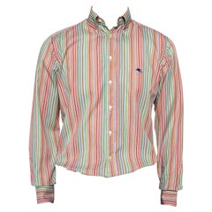 Etro Multicolor Striped Cotton Button Front Shirt M