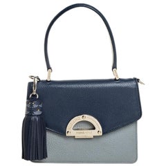 Faure Le Page Grey/Blue Leather Parade 19 Top Handle Bag