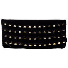 Giuseppe Zanotti Black Suede Studded Foldover Clutch