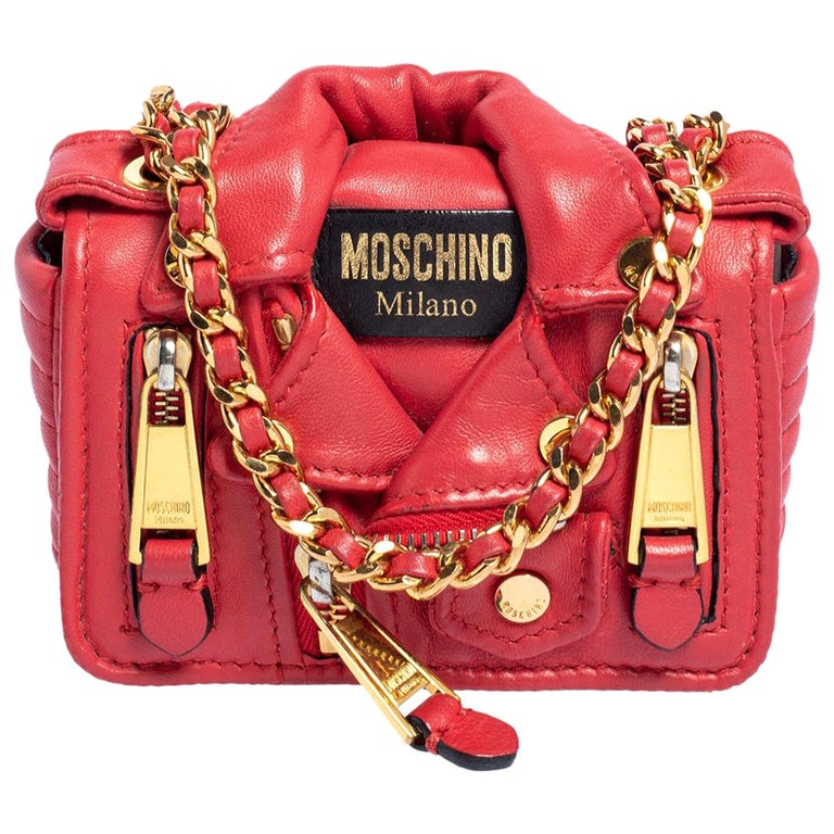 Moschino Red Leather Biker Jacket Crossbody Bag at 1stDibs | moschino  jacket bag, moschino bag sale, leather jacket purse