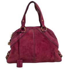 Yves Saint Laurent Magenta Suede And Leather Large Muse Bag