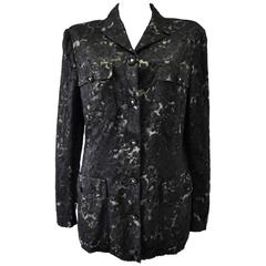 Gianni Versace Istante Lace over Leopard Print Militaire Jacket