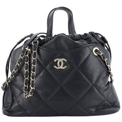 Chanel CC Drawstring Shopping Tote Quilted Lambskin Large