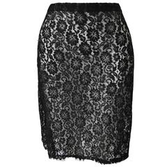 Unique Gianni Versace Istante Black Lace over White Lining Skirt